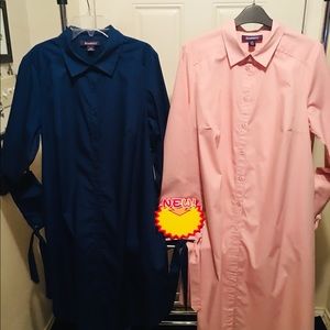 New Blue and Coral Pink (Roman’s) Tie Sleeves Shirt Dresses Size 16 NOT FOR SALE